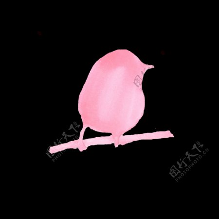 粉色阴影小鸟png透明素材