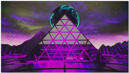 紫色金属字塔潮流骷髅背景视频素材