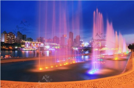 兰州音乐喷泉广场夜景
