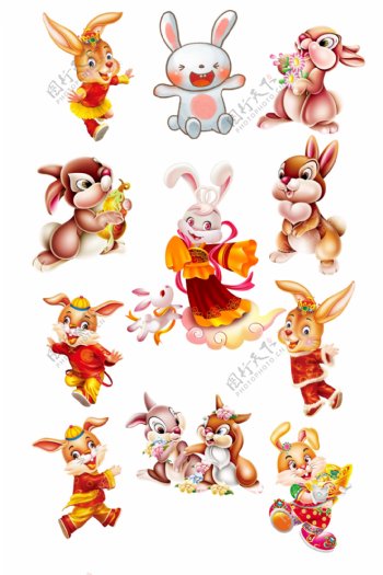中秋节卡通兔子元素素材