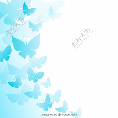蓝色蝴蝶矢量图H5背景