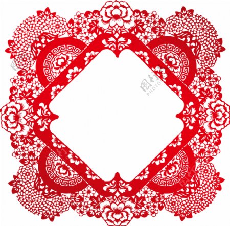 精美红色花式菱形边框图案