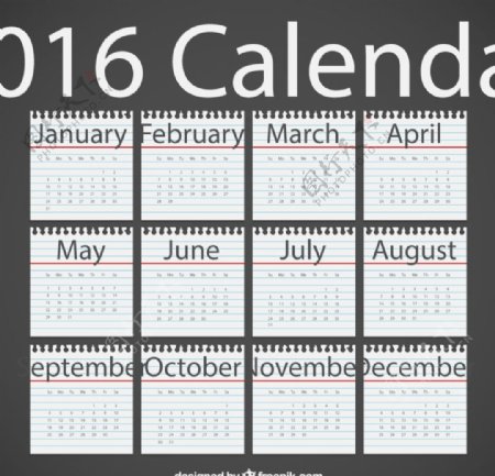 2016日历矢量设计模板