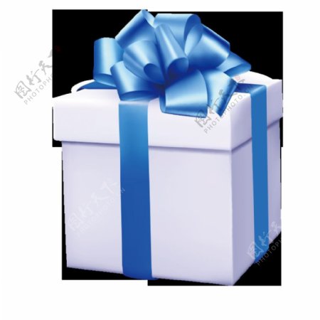蓝色丝带包装礼品盒素材图片