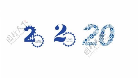 20周年艺术字齿轮矢量logo