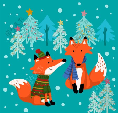冬季狐狸插图