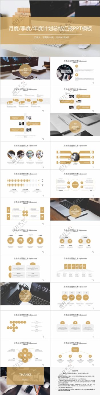 金色高端商务化工作汇报PPT模板