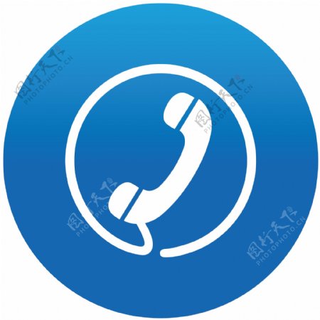 圆形蓝色电话图标免抠png透明图层素材
