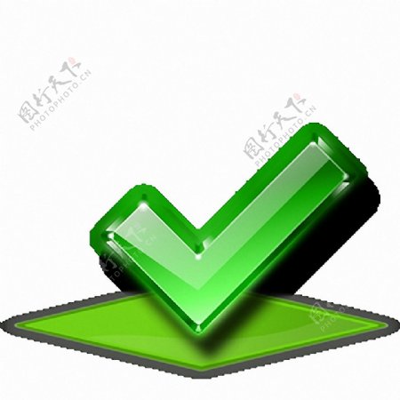 立体绿色勾图标免抠png透明图层素材