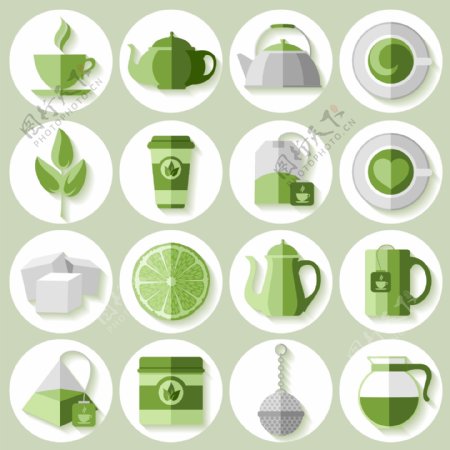 绿色环保茶叶图标矢量图