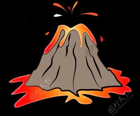 手绘卡通火山免抠png透明图层素材