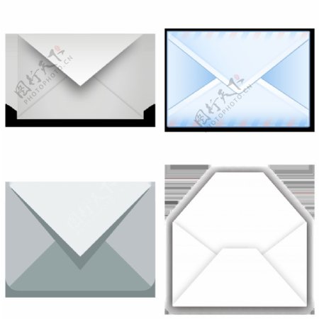 四种简约信封图标免抠png透明图层素材