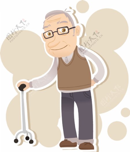 卡通健康慈祥的老人插画