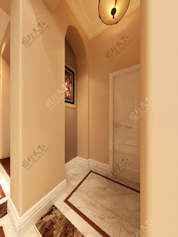 美式清新客厅杏色背景墙室内装修效果图