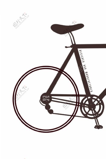 手绘自行车车辆后轮装饰画
