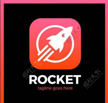 粉红色方形火箭logo矢量素材