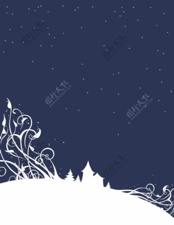 矢量文艺圣诞节雪景背景素材