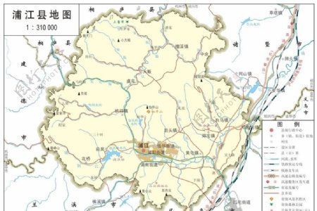 浙江金华市浦江县标准地图32K