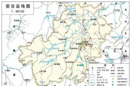 浙江湖州市安吉县标准地图32K