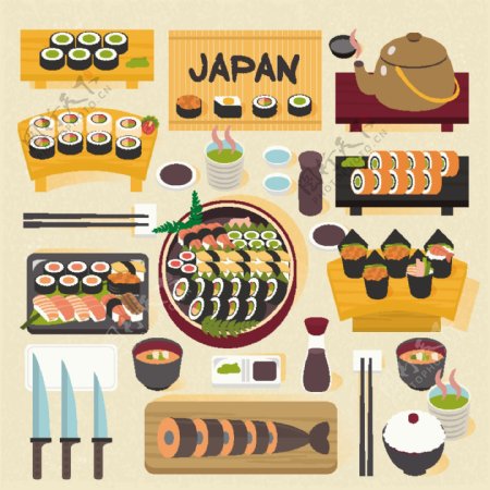 日本食物寿司矢量装饰图案