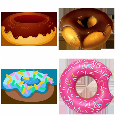 彩色甜甜圈免抠png透明图层素材