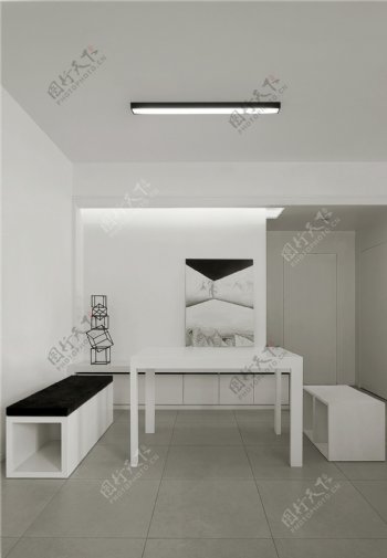 现代极简客厅白色墙面室内装修效果图