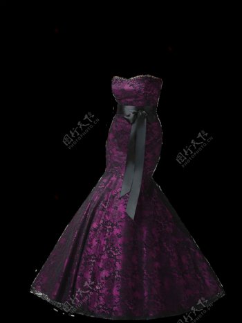 紫色花纹连衣裙免抠png透明图层素材