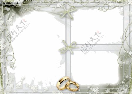 银灰色婚礼边框免抠png透明图层素材