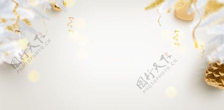 清新白色花朵丝带banner背景素材