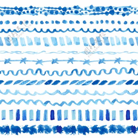 海星蓝色水彩手绘图案