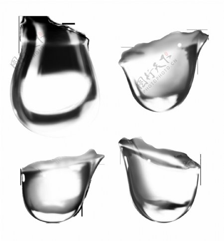 四个水滴免抠png透明图层素材