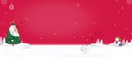 红色雪花圣诞老人淘宝banner背景