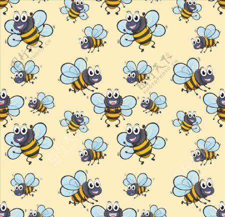 蜜蜂无缝卡通墙纸