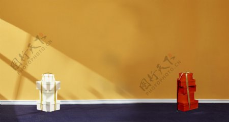 小清新礼盒装饰banner背景