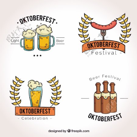 啤酒节四手绘徽章