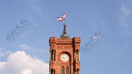 柏林市政厅飘扬的旗帜