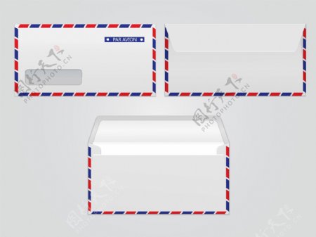 矢量信封航空设计用的空白纸信封矢量信封模板
