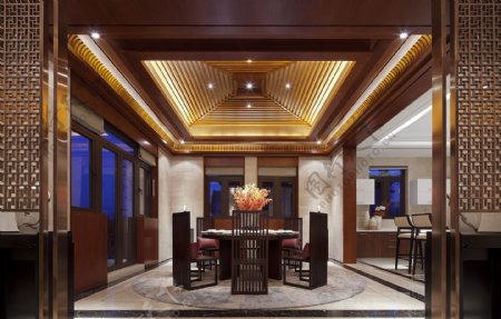 新中式客厅奢华风格更金色吊顶室内装修图