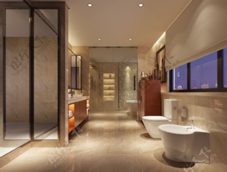 现代时尚经典浴室白色地板室内装修效果图