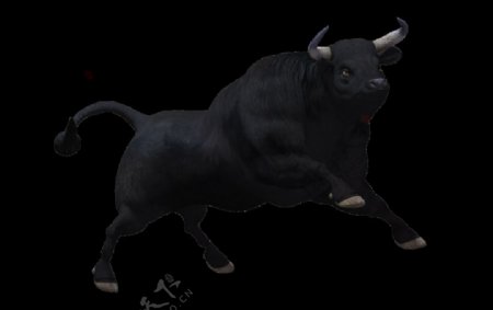 黑色奔跑的公牛免抠png透明素材
