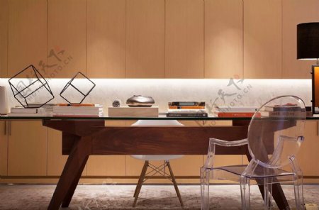 现代时尚木制餐桌客厅室内装修效果图