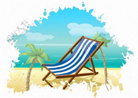 夏天沙滩躺椅免抠png透明素材