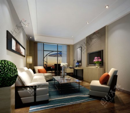 现代简约家居客厅沙发实景图