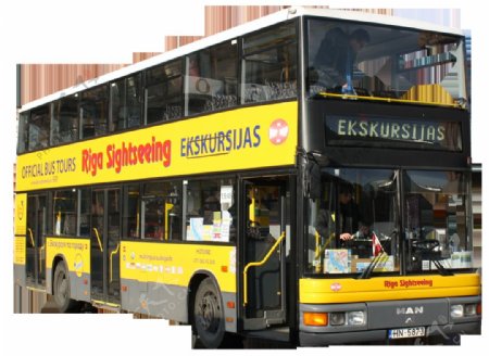 黄色双层公共汽车免抠png透明图层素材