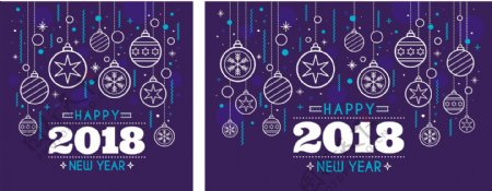 2018蓝色圣诞元素新年海报素材