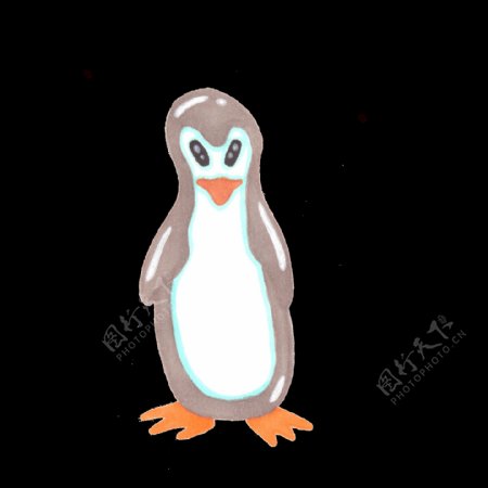 水彩卡通企鹅png透明素材