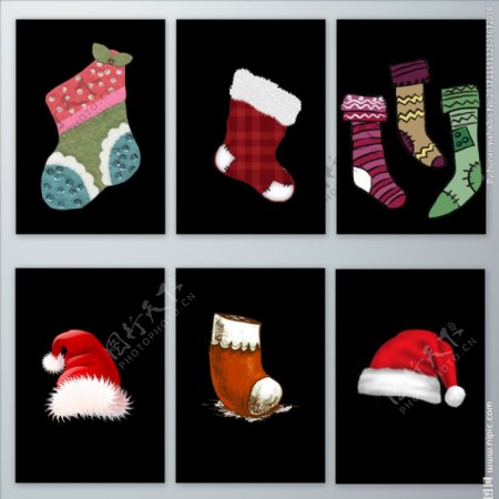 圣诞节手绘风高清袜子素材