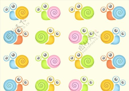 可爱卡通彩色蜗牛图纹背景素材