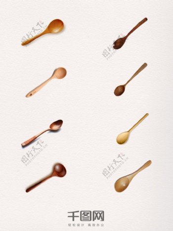 8款不同种类的木质勺子