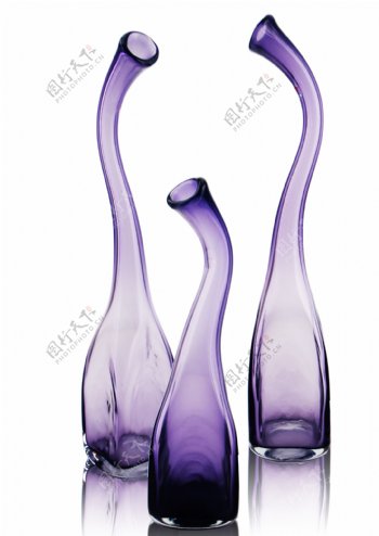 紫色天鹅颈创意玻璃花瓶